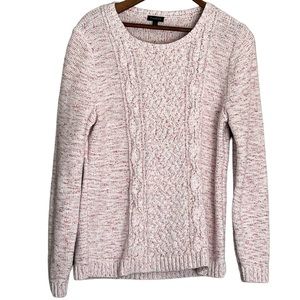 TALBOTS White with Pastel Flecks  Cable-knit Sweater Large Excellent Condition